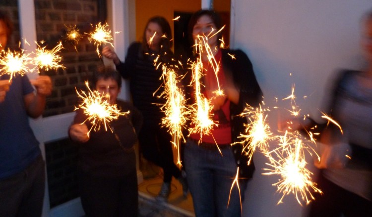 A photo of COTC members with sparklers.