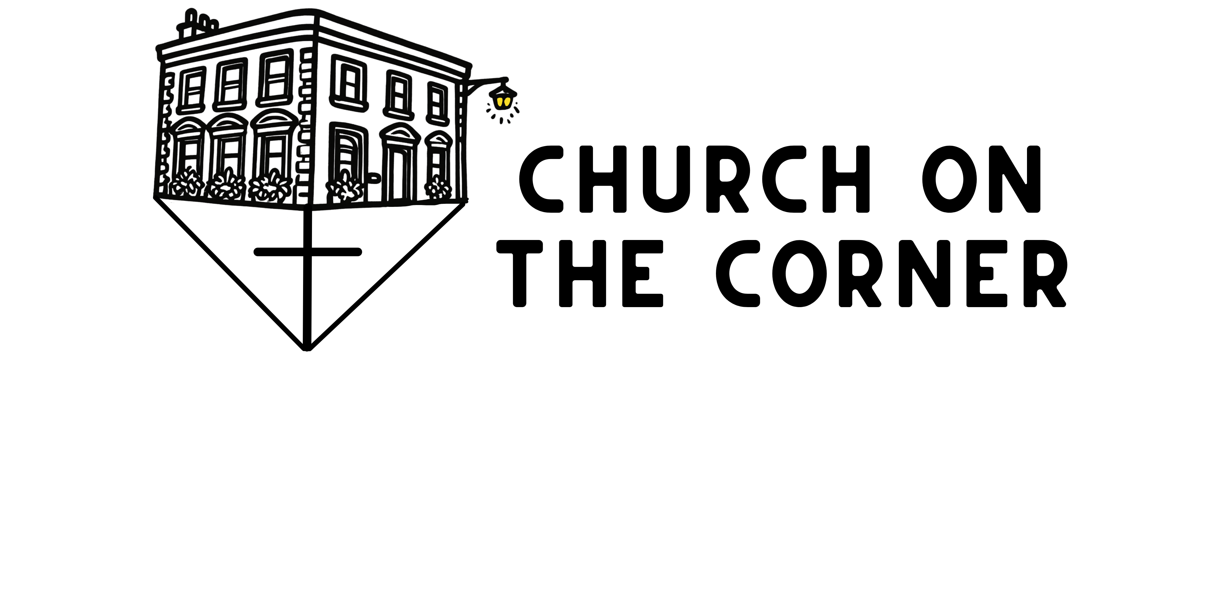 Illustration of Church on the Corner with a glowing light.